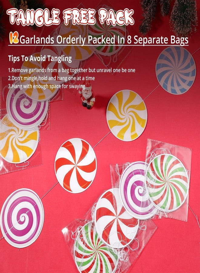 Faccito 8 Pcs Christmas Peppermint Candy Hanging Decorations Christmas Ceiling Decorations Paper Garland for Xmas Party Winter Holiday Birthday Decor(Mixed Candy) - Image 3